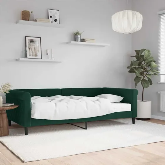 vidaXL Daybed med madras 100x200 cm mørkegrøn