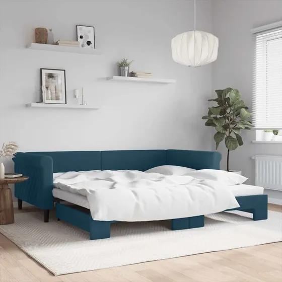 vidaXL Daybed med Udtræk 100x200 cm, Velour Blå