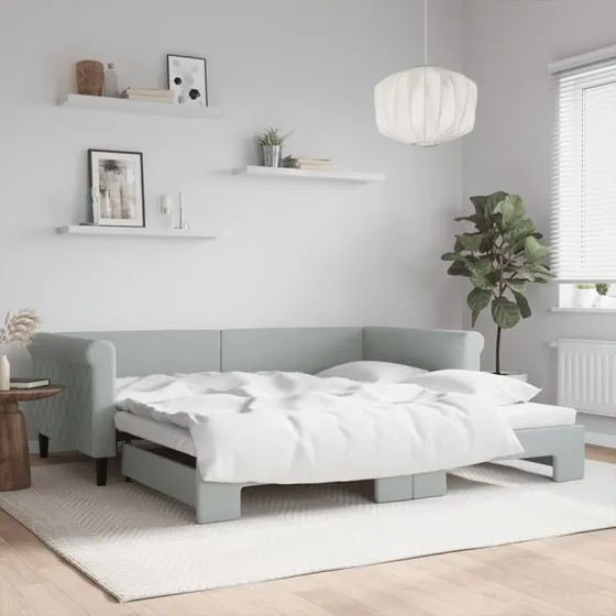 vidaXL Daybed med Udtræk 100x200 cm Lysegrå