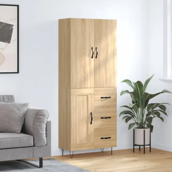 vidaXL Højskab 69,5x34x180 cm Konstrueret Træ Sonoma-Ege
