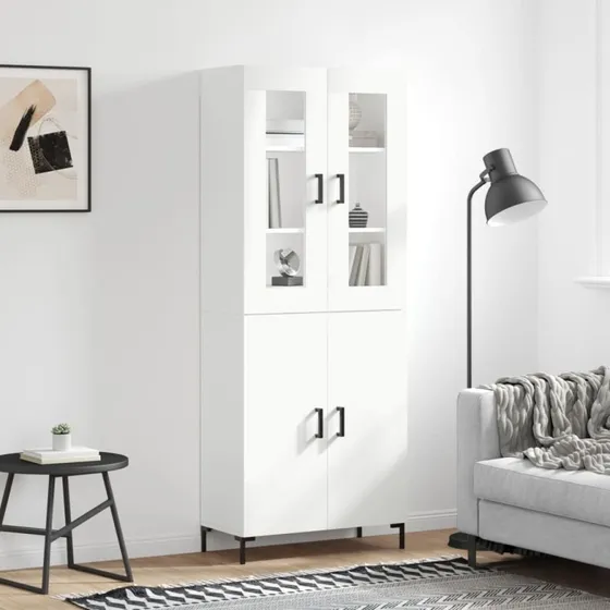 Højskab 69,5x34x180 cm Sonoma-eg, Konstrueret Træ, 2 Låger