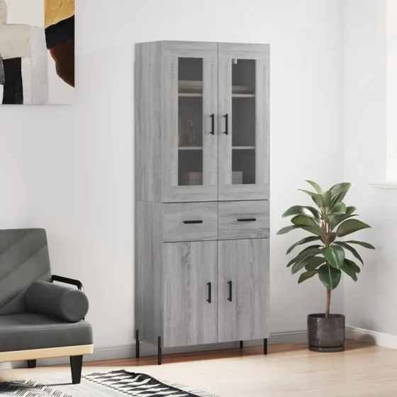 vidaXL Højskab 69,5x34x180 cm Konstrueret Træ Grå Sonoma-Ege