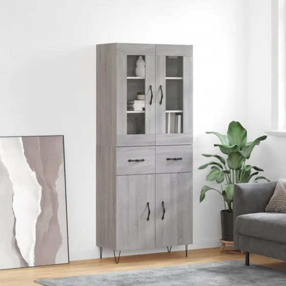 vidaXL Højskab 69,5x34x180 cm Konstrueret Træ Grå Sonoma-Ege