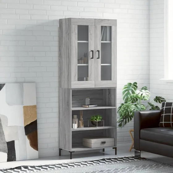 vidaXL Højskab 69,5x34x180 cm Konstrueret Træ Grå Sonoma-EG