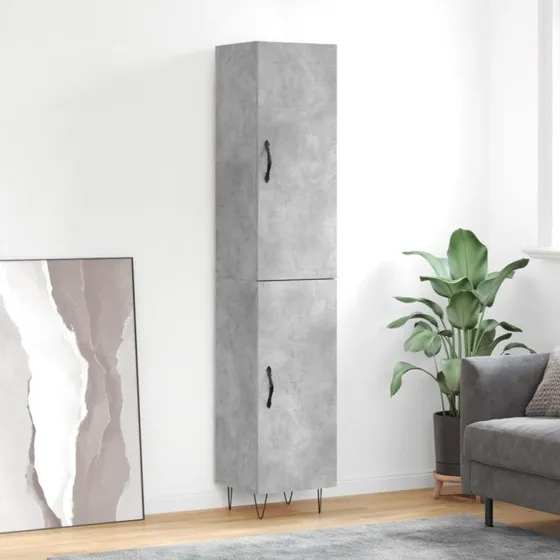 vidaXL Skab 34,5x34x180 cm Konstrueret Træ Betongrå