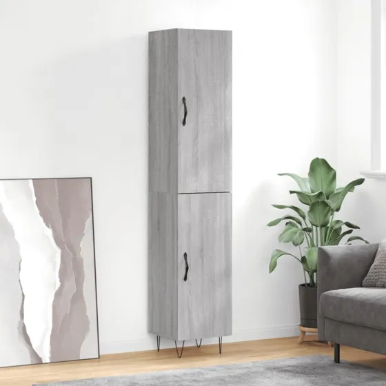 vidaXL Højskab 34,5x34x180 cm Konstrueret Træ Grå Sonoma-Eg