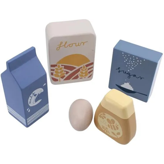 Sebra Legemad i træ – Dagligvarer (5 dele)