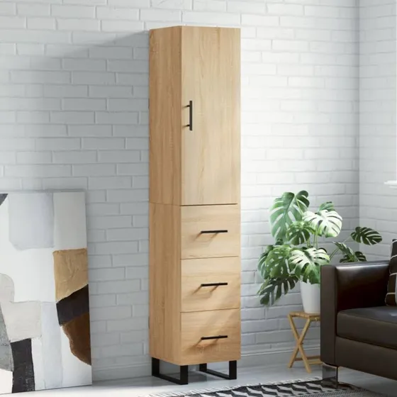 vidaXL Skab 34,5x34x180 cm Konstrueret Træ Sonoma-Eg