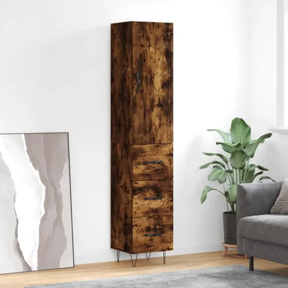 vidaXL Skab 34,5x34x180 cm Konstrueret Træ Røget Egetræ
