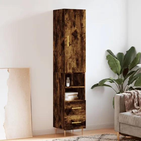 vidaXL Skab 34,5x34x180 cm Røget Egetræ