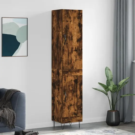vidaXL Skab 34,5x34x180 cm Røget Egetræ Konstrueret Træ