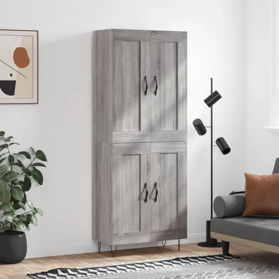 vidaXL Højskab 69,5x34x180 cm Konstrueret Træ Grå Sonoma-Eg