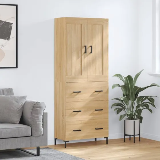 vidaXL Højskab 69,5x34x180 cm Konstrueret Træ Sonoma-Eg