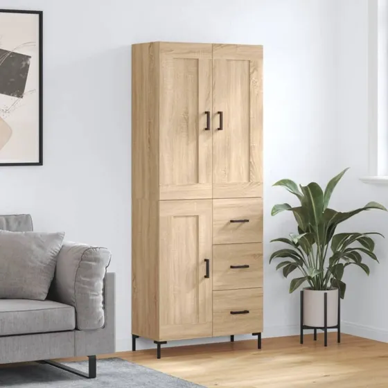 vidaXL Højskab 69,5x34x180 cm Konstrueret Træ Sonoma-Eg