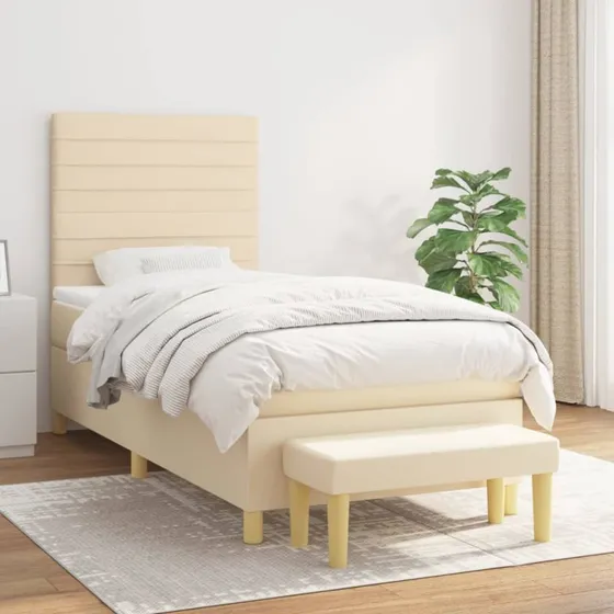 vidaXL Kontinentalseng 80x200 cm med madras, cremefarvet
