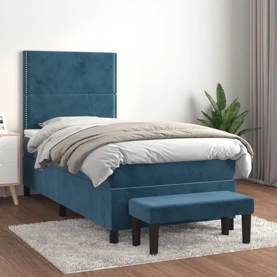 vidaXL Kontinentalseng 80x200 cm med fløjlsmadras, mørkeblå