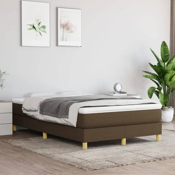vidaXL Kontinentalseng 120x200 cm mørkebrun med pocketfjedremadras