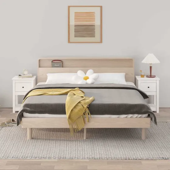 vidaXL Sengeborde 2 stk. 40x35x61,5 cm hvidt massivt fyrretræ