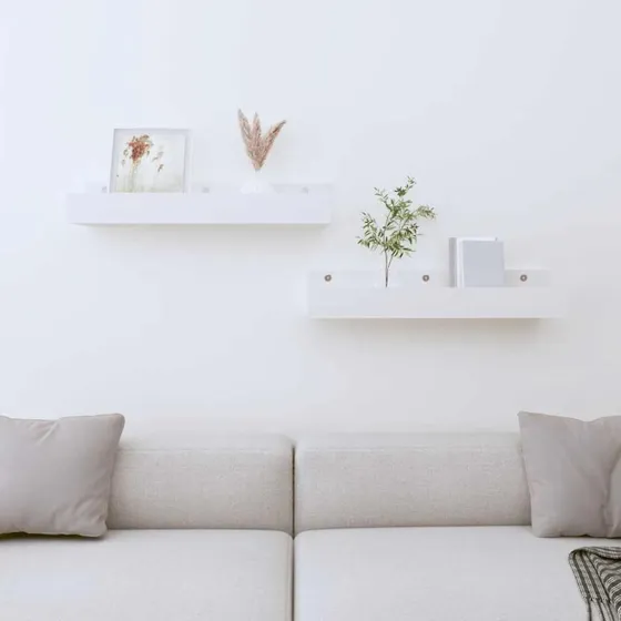 vidaXL Væghylder 2 stk. 50x12x9 cm massivt fyrretræ hvid
