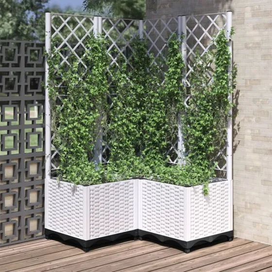 vidaXL Plantekasse med Espalier 80x80x136 cm Hvid