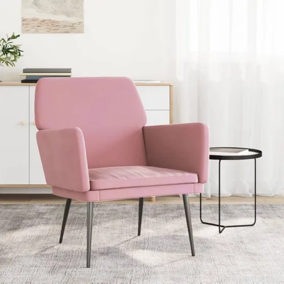 vidaXL Lænestol 62x79x79 cm lyserød velour