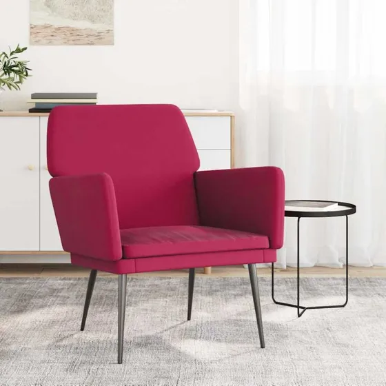 vidaXL Lænestol 62x79x79 cm Velour Vinrød