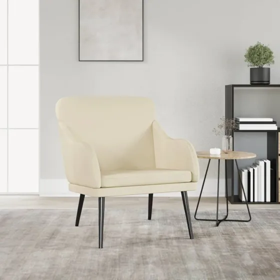 vidaXL Lænestol 63x76x80 cm kunstlæder cremefarvet