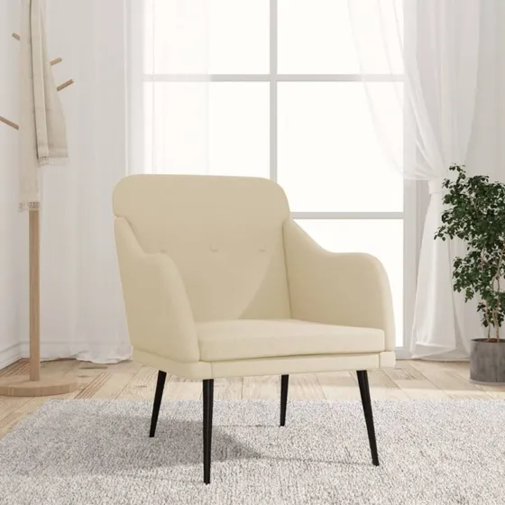 vidaXL Lænestol 63x76x80 cm Cremefarvet Stof
