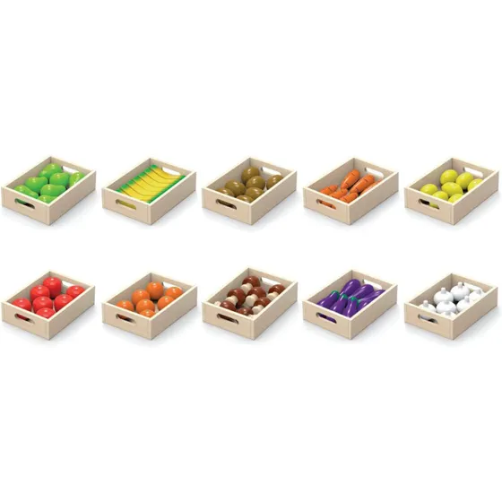 VIGA Legemad i træ – Frugter & grøntsager, 80 dele