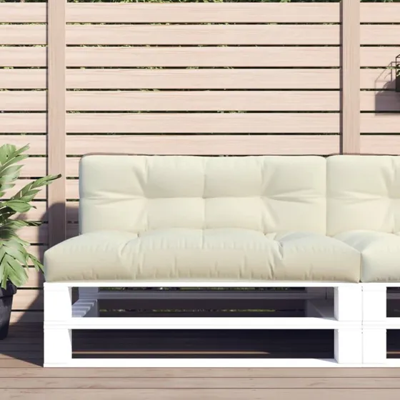 vidaXL Pallehynde 120x40x12 cm Cremehvid Stof