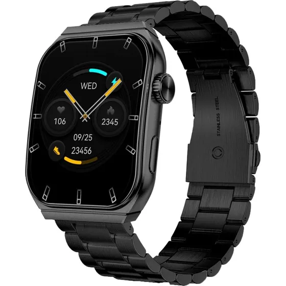 Olympo Smartwatch 1,96" sort med silikon- og stålband