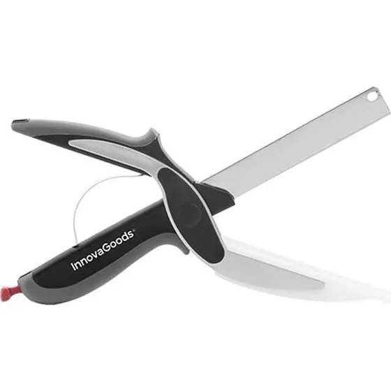 Scible Kniv-saks med mini-skærebræt, grå/sort/hvid