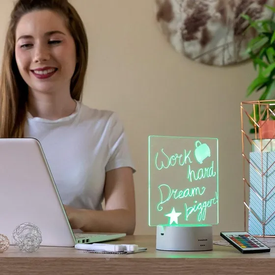 Lemo LED-skriver tavle med RGB lys og fjernbetjening