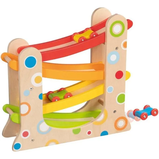 Magni træbilbane med 3 biler (28 x 8,5 x 28 cm)