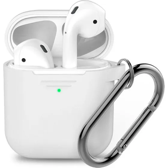 KeyBudz Elevate Keychain – Silikonehylster til AirPods (1. & 2. generation), hvid