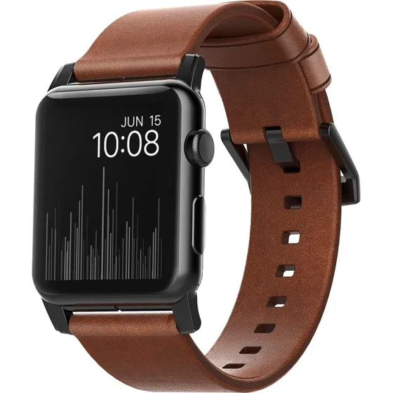 Nomad Leather Strap Brun/Sort til Apple Watch 49/45/44/42mm
