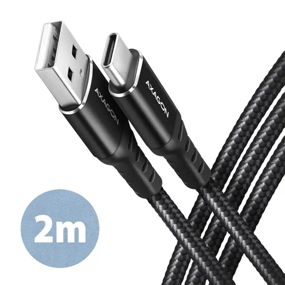 AXAGON BUCM-AM20AB USB-C til USB-A kabel 2m, sort
