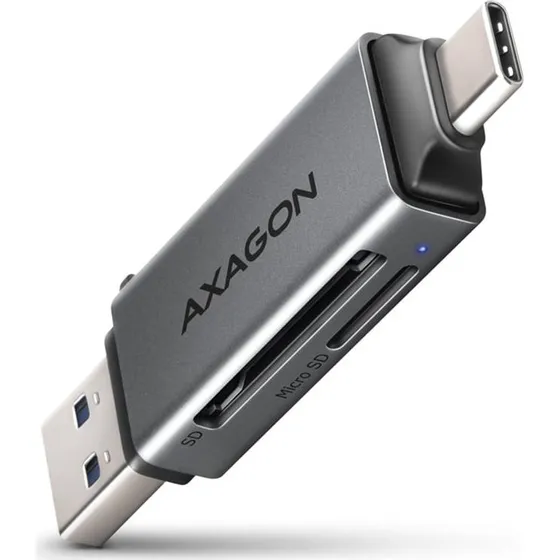 AXAGON CRE-DAC USB-C & USB-A Kortlæser, 5 Gbps, Aluminium