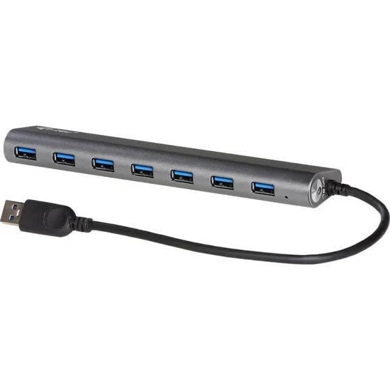 i-Tec USB 3.0 7-port Hub, sølvsort, med vekselstrøm