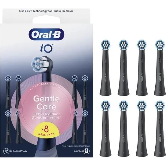 Oral-B iO Gentle Care Børstehoveder 8 stk Sort
