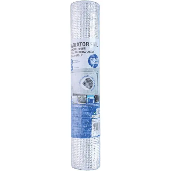 Kinzo Varmefolie 2,5 x 50 cm Sølv - Energibesparende Reflektor til Radiator