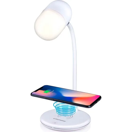 Grundig 3-i-1 LED Skrivebordslampe med Qi Oplader & Bluetooth