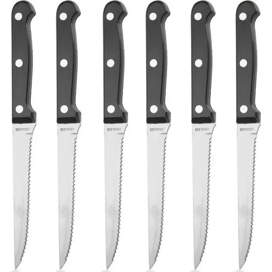 Carrefour Steakknivsæt 21 cm, 6 stk., sort