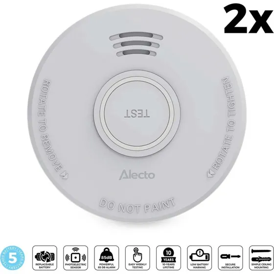 Alecto SD530 Røgalarm 2-pak med 5 års batteri