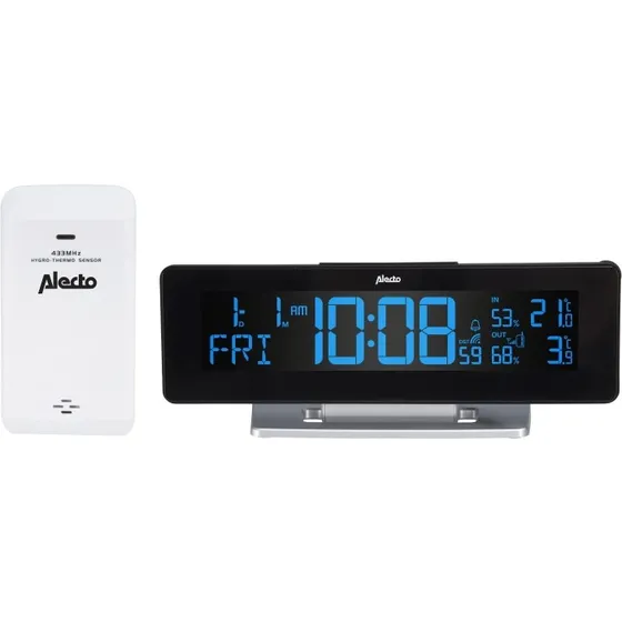 Alecto WS-2500 Digital Vækkeur med Vejrstation, Sort