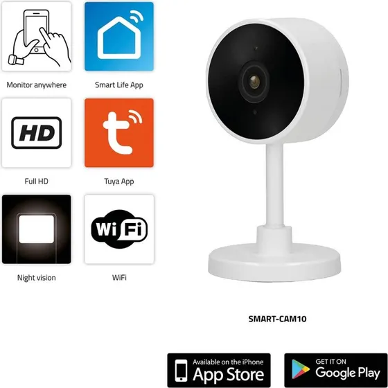 Alecto SMART-CAM10 Smart Wi-Fi-kamera, Full HD, nattesyn, talkback