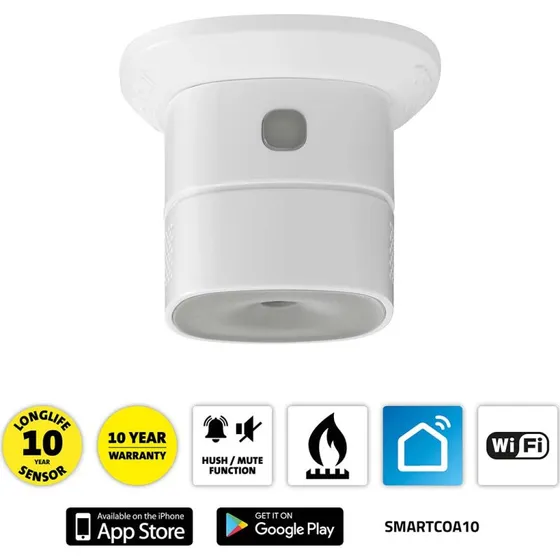 Alecto SMARTCOA10 Smart Kuliltedetektor, 85 dB Alarm
