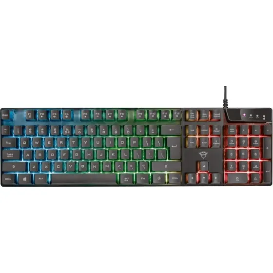 Trust GXT 835 Azor RGB Gaming Tastatur, Fuldstændig, Med Regnbuebelysning