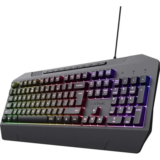 Trust GXT 836 Gaming Tastatur, USB, RGB, QWERTY (US), Sort