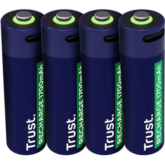 Trust 25631 4-pak AA USB-C genopladelige batterier 1700 mAh